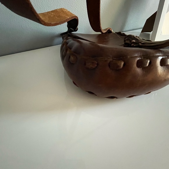 Vintage 1970’s Brown Leather Shoulder Drop Bag - Picture 11 of 16